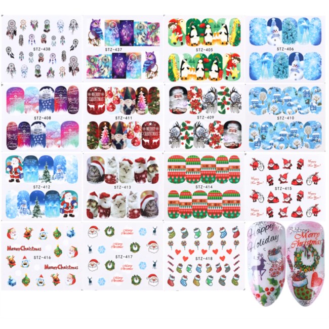 Kerstmis waterstickers/ water decals - 16 stuks Kerstmis waterstickers/ water decals - 16 stuks